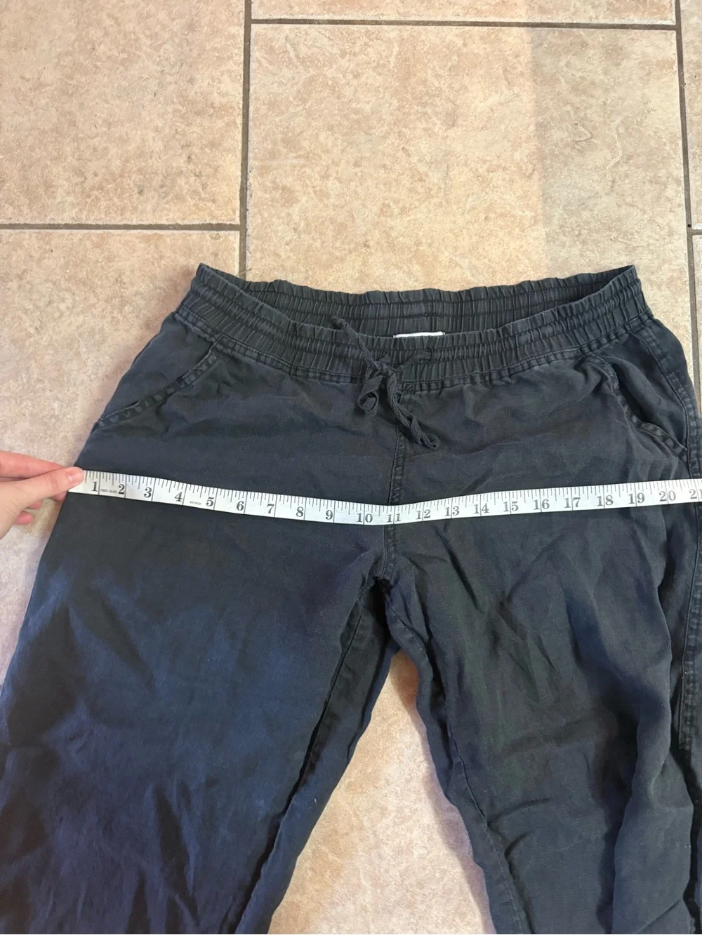 Allen Allen Black Drawstring Jogger Linen Pants